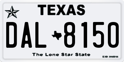 TX license plate DAL8150