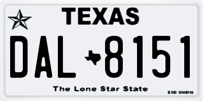 TX license plate DAL8151