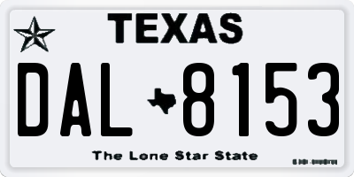 TX license plate DAL8153