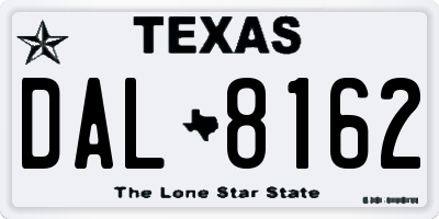 TX license plate DAL8162