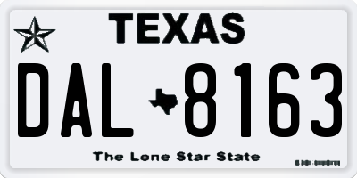 TX license plate DAL8163