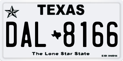 TX license plate DAL8166