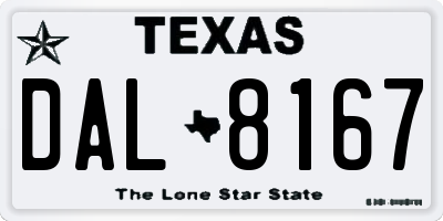 TX license plate DAL8167