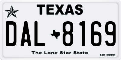 TX license plate DAL8169
