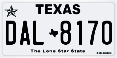 TX license plate DAL8170