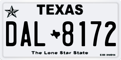 TX license plate DAL8172