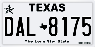 TX license plate DAL8175