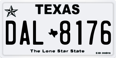 TX license plate DAL8176