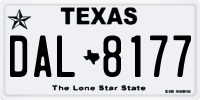 TX license plate DAL8177