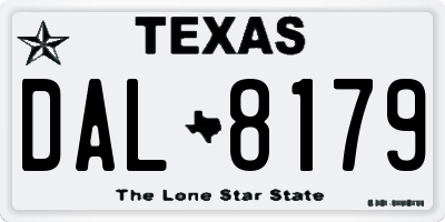 TX license plate DAL8179