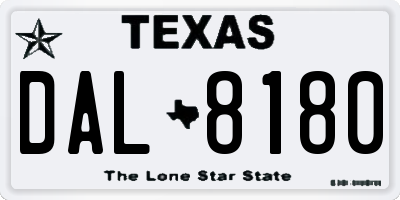 TX license plate DAL8180