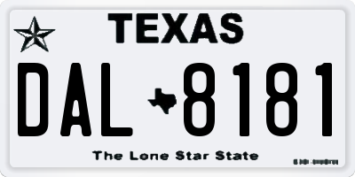 TX license plate DAL8181