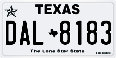 TX license plate DAL8183