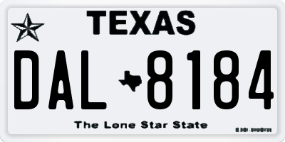 TX license plate DAL8184