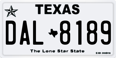 TX license plate DAL8189