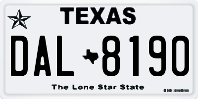 TX license plate DAL8190