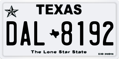 TX license plate DAL8192
