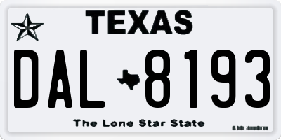 TX license plate DAL8193