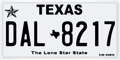 TX license plate DAL8217