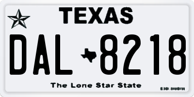 TX license plate DAL8218