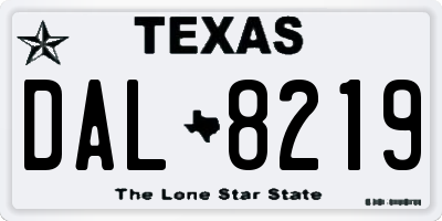 TX license plate DAL8219