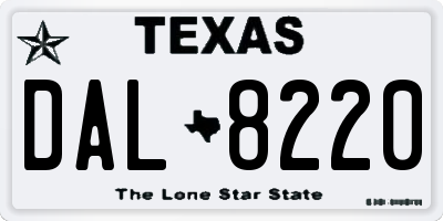 TX license plate DAL8220