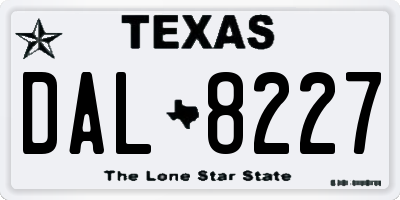 TX license plate DAL8227