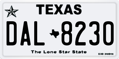 TX license plate DAL8230