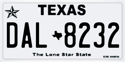 TX license plate DAL8232
