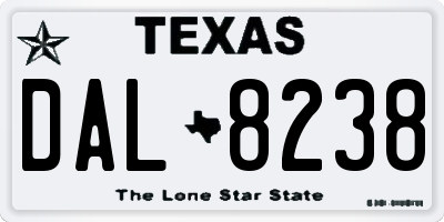 TX license plate DAL8238