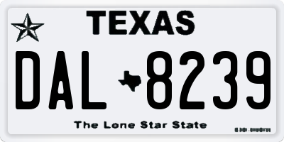 TX license plate DAL8239