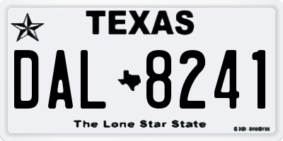 TX license plate DAL8241