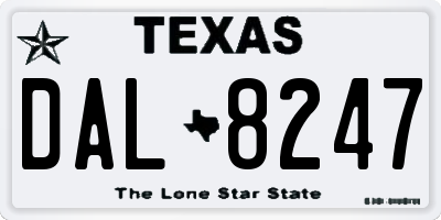 TX license plate DAL8247
