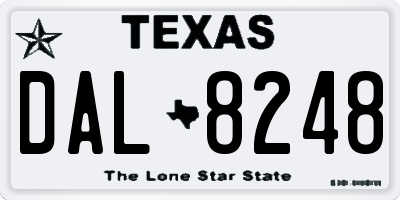 TX license plate DAL8248