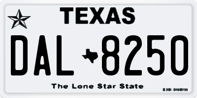 TX license plate DAL8250