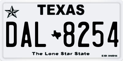 TX license plate DAL8254