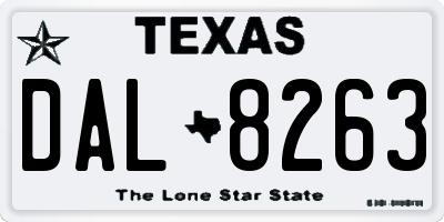 TX license plate DAL8263