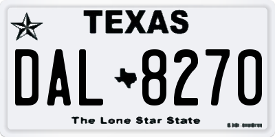 TX license plate DAL8270