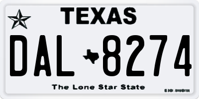 TX license plate DAL8274