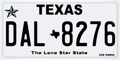 TX license plate DAL8276