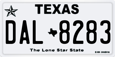 TX license plate DAL8283
