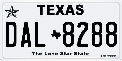 TX license plate DAL8288