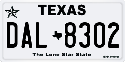 TX license plate DAL8302
