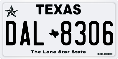 TX license plate DAL8306