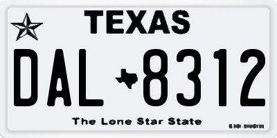 TX license plate DAL8312