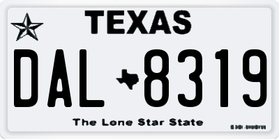 TX license plate DAL8319