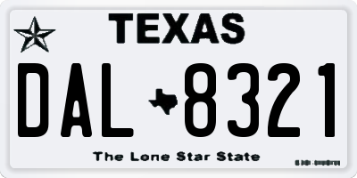 TX license plate DAL8321