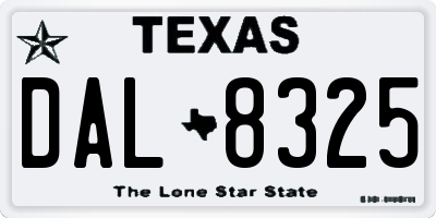 TX license plate DAL8325
