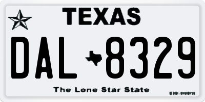 TX license plate DAL8329