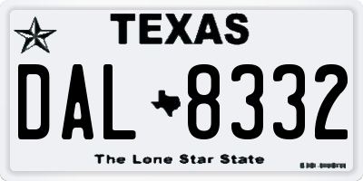 TX license plate DAL8332